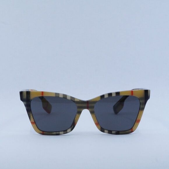 Burberry BE4346 394487 Elsa Sunglasses Vintage Check Cat Eye Frame, Grey Lenses main image 4